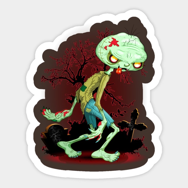 Zombie Creepy Monster Cartoon Sticker by BluedarkArt